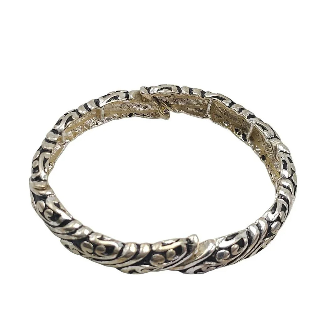 Periwinkle by Barlow Filigree Spiral Bangle Bracelet Silver Tone Vintage - Picture 3 of 5